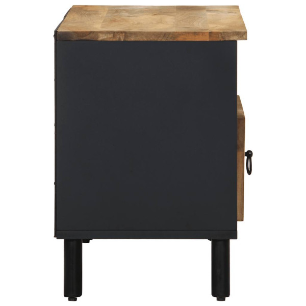 Mueble de TV madera maciza de mango rugosa negro 80x33.5x46 cm M 4