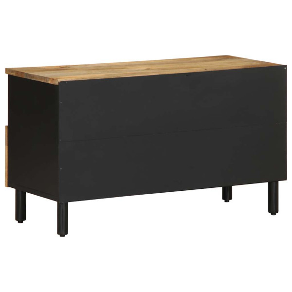Mueble de TV madera maciza de mango rugosa negro 80x33.5x46 cm M 5