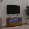 Mueble de TV luces LED madera roble artisan 75x35x40 cm 1