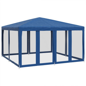 Tenda p/ festas c/ 8 paredes laterais malha 4x4 m PEAD azul H