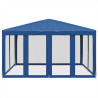 Carpa para fiestas con 8 paredes de malla HDPE azul 4x4 m 3