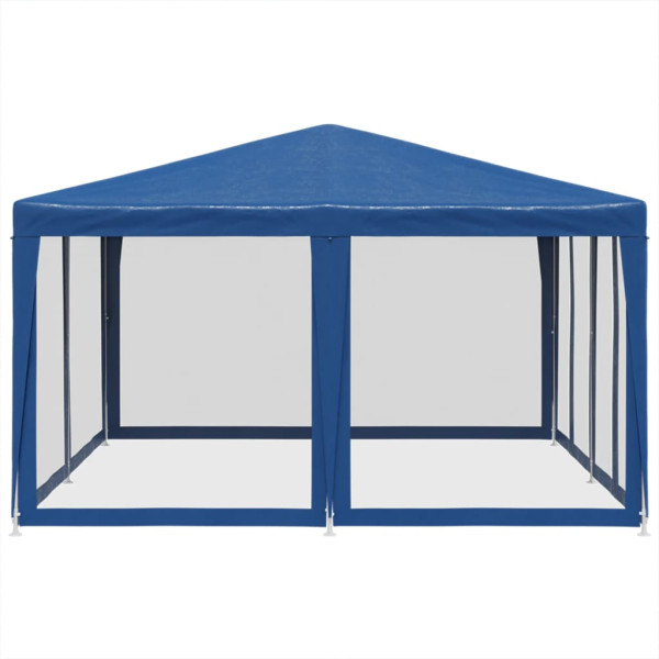 Tenda p/ festas c/ 8 paredes laterais malha 4x4 m PEAD azul M 4