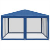 Tenda p/ festas c/ 8 paredes laterais malha 4x4 m PEAD azul 4
