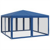 Tenda p/ festas c/ 8 paredes laterais malha 4x4 m PEAD azul 5