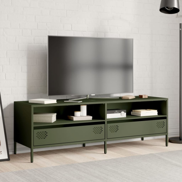 Mueble TV acero laminado en frío verde oliva 135x39x43.5 cm M 3