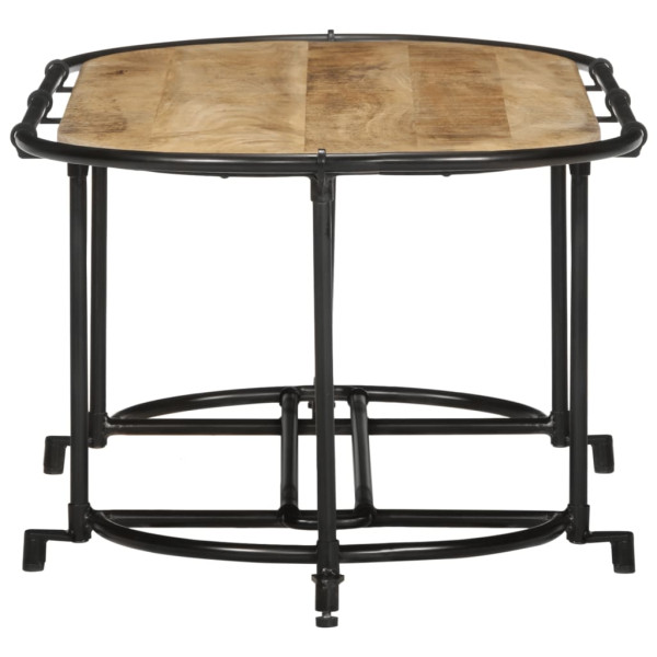 Mesa de centro madera maciza de mango rugosa 110x55x40 cm M 5
