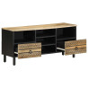 Mueble de TV madera maciza de mango rugosa negro 100x33.5x46 cm 2