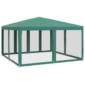 Tenda p/ festas c/ 8 paredes laterais em rede 4x4 m PEAD verde H