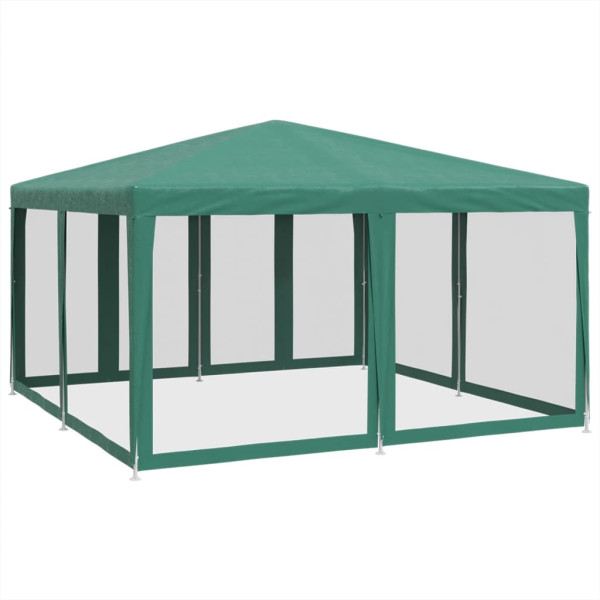 Tenda p/ festas c/ 8 paredes laterais em rede 4x4 m PEAD verde M 2