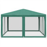 Carpa para fiestas con 8 paredes de malla HDPE verde 4x4 m 4