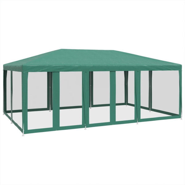 Tenda p/ festas c/ 10 paredes laterais em rede 6x4 m PEAD verde M 2