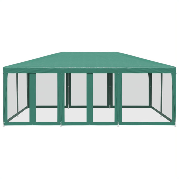 Tenda p/ festas c/ 10 paredes laterais em rede 6x4 m PEAD verde M 3