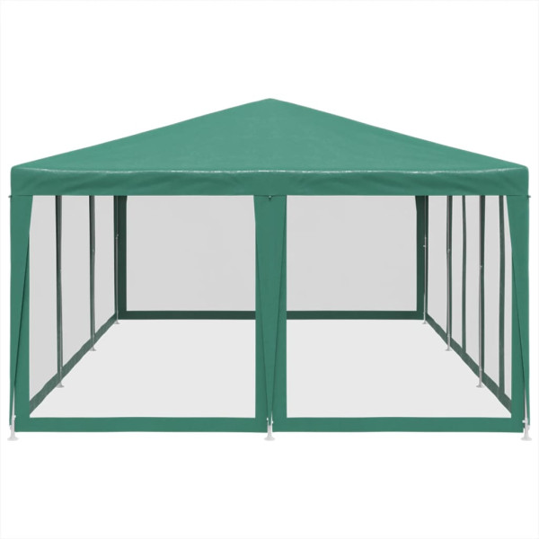 Carpa para fiestas con 10 paredes de malla HDPE verde 6x4 m M 4