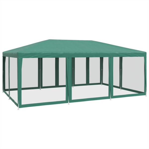 Tenda p/ festas c/ 10 paredes laterais em rede 6x4 m PEAD verde M 5