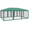 Tenda p/ festas c/ 10 paredes laterais em rede 6x4 m PEAD verde 5