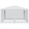 Carpa para fiestas con 8 paredes de malla HDPE blanco 4x4 m 4