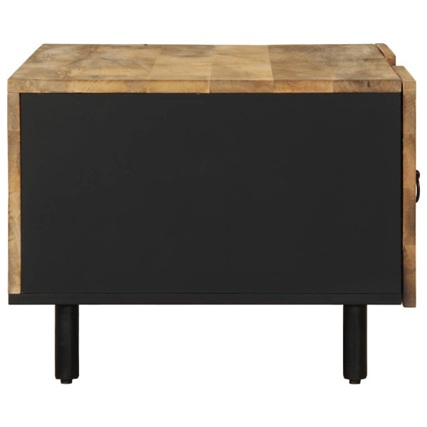 Mesa de centro madera maciza de mango rugosa negro 100x54x40 cm M 4