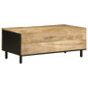 Mesa de centro madera maciza de mango rugosa negro 100x54x40 cm 5