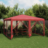 Tenda p/ festas c/ 8 paredes laterais malha 4x4 m PEAD vermelho 1