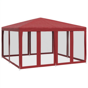 Tenda p/ festas c/ 8 paredes laterais malha 4x4 m PEAD vermelho H
