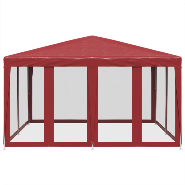 Carpa para fiestas con 8 paredes de malla HDPE rojo 4x4 m M 3