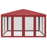 Tenda p/ festas c/ 8 paredes laterais malha 4x4 m PEAD vermelho 3