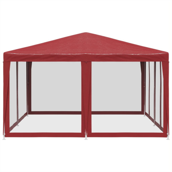 Tenda p/ festas c/ 8 paredes laterais malha 4x4 m PEAD vermelho M 4