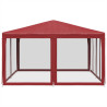 Carpa para fiestas con 8 paredes de malla HDPE rojo 4x4 m 4
