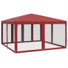 Tenda p/ festas c/ 8 paredes laterais malha 4x4 m PEAD vermelho 5