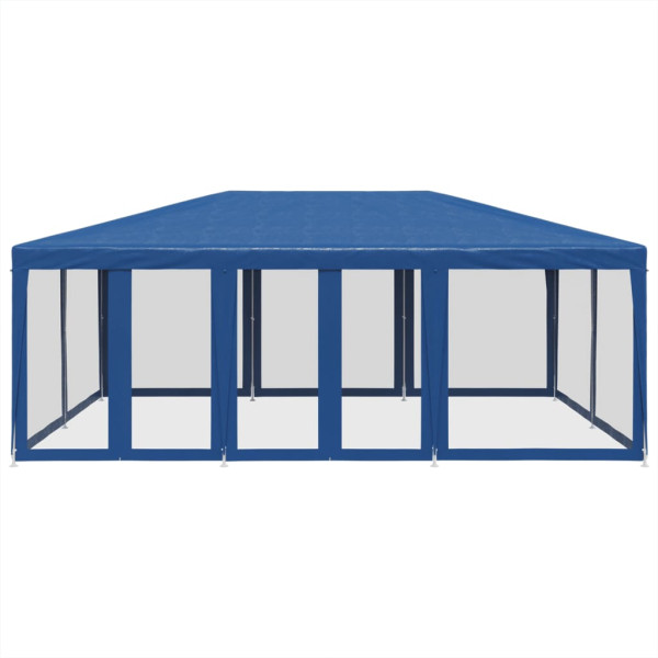 Carpa para fiestas con 10 paredes de malla HDPE azul 6x4 m M 3