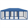Tenda p/ festas c/ 10 paredes laterais malha 6x4 m PEAD azul 3