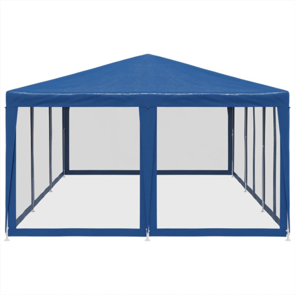 Carpa para fiestas con 10 paredes de malla HDPE azul 6x4 m M 4