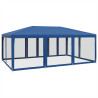 Tenda p/ festas c/ 10 paredes laterais malha 6x4 m PEAD azul 5