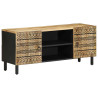 Mueble de TV madera maciza de mango rugosa negro 105x33.5x46 cm 1