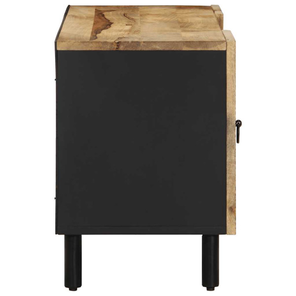 Mueble de TV madera maciza de mango rugosa negro 105x33.5x46 cm M 4