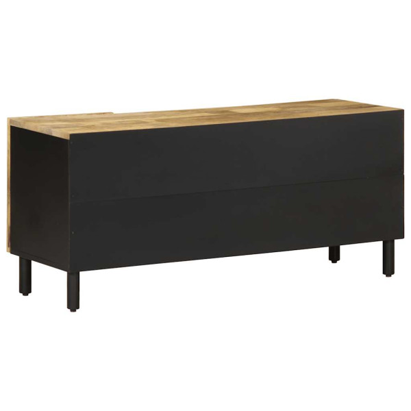 Mueble de TV madera maciza de mango rugosa negro 105x33.5x46 cm M 5