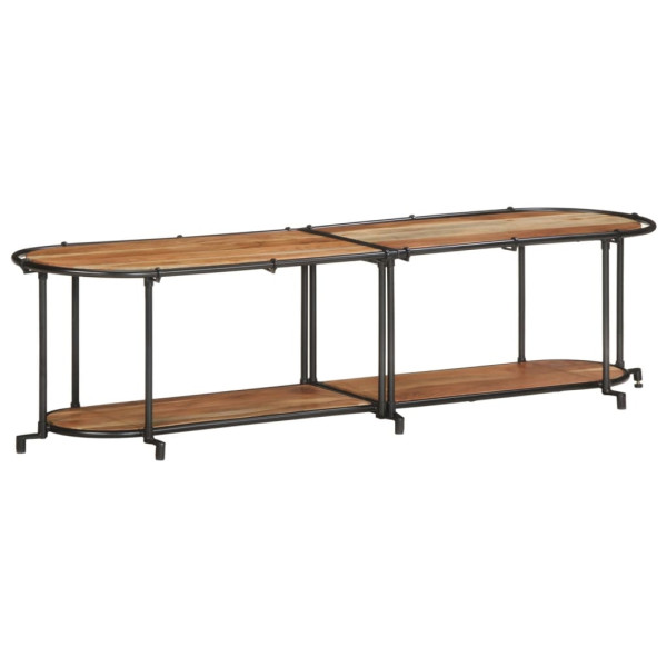 Mueble de TV madera maciza de acacia 160x42x40 cm D