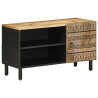 Mueble de TV madera maciza de mango rugosa negro 80x33.5x46 cm 1