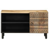 Mueble de TV madera maciza de mango rugosa negro 80x33.5x46 cm 3