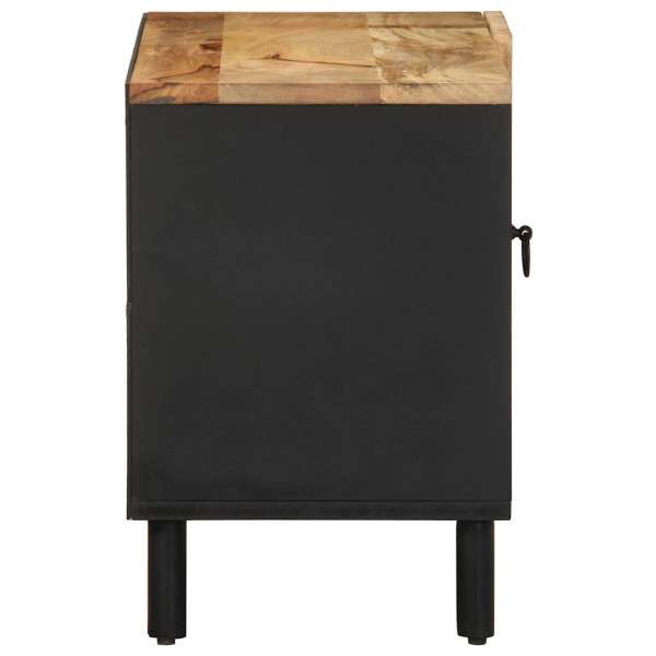 Mueble de TV madera maciza de mango rugosa negro 80x33.5x46 cm M 4