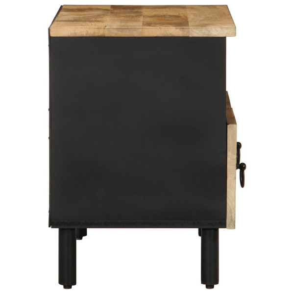 Mueble de TV madera maciza de mango rugosa negro 70x33.5x46 cm M 4