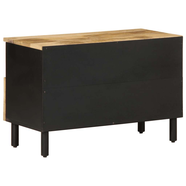 Mueble de TV madera maciza de mango rugosa negro 70x33.5x46 cm M 5