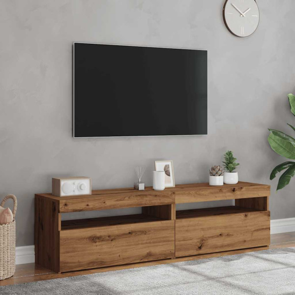 Muebles TV con luces LED 2 uds madera ingeniería roble artisan M 4