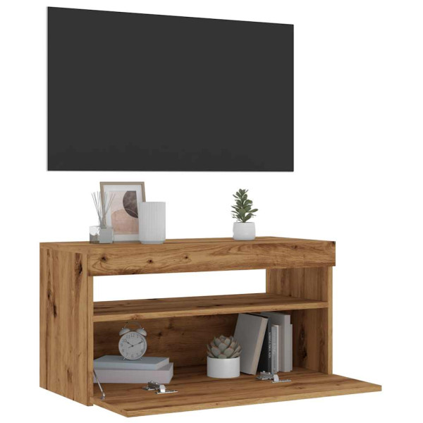 Muebles TV con luces LED 2 uds madera ingeniería roble artisan M 5
