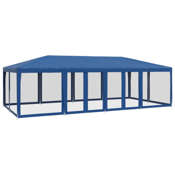 Carpa para fiestas con 12 paredes de malla HDPE azul 8x4 m M 2