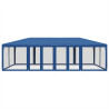 Carpa para fiestas con 12 paredes de malla HDPE azul 8x4 m 3