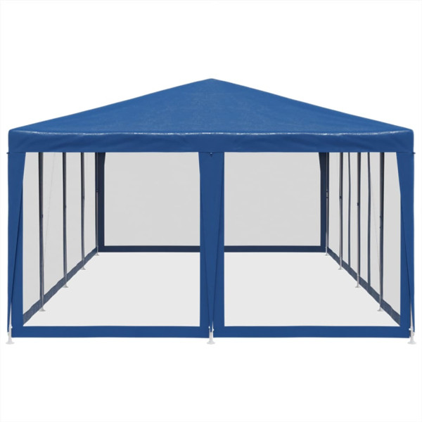 Carpa para fiestas con 12 paredes de malla HDPE azul 8x4 m M 4