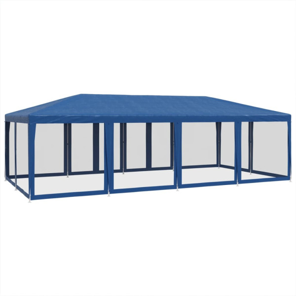 Carpa para fiestas con 12 paredes de malla HDPE azul 8x4 m M 5