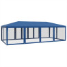 Tenda p/ festas c/ 12 paredes laterais em rede 8x4 m PEAD azul 5