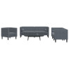 Set sofás Chesterfield con cojines 3 pzs terciopelo gris oscuro 1